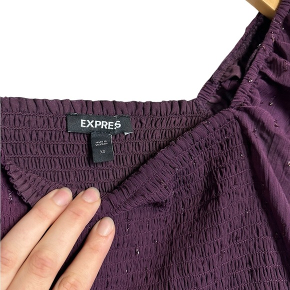 Express | Iridescent Purple Cap Long Sleeve Blouse | Size XS - Picture 3 of 6